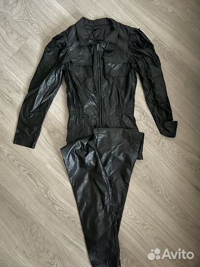 Кожаный комбинезон с бахромой монализа