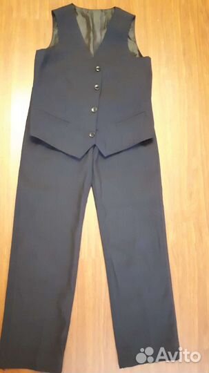 Костюм школьный жилет и брюки, размер 140