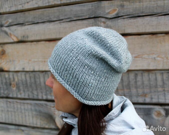 Шапки бини с пайетками и люрексом(ручная работа)