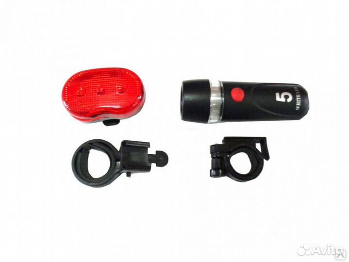 Фара вело передняя (бат.) (5 диод.) +задний габари