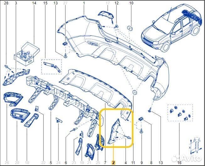 Кронштейн бампера задний левый Renault Duster F4R