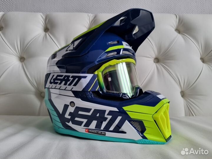 Leatt Moto 7.5 V23 Helmet Kit Blue Шлем с очками