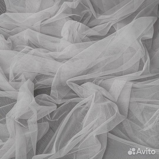 Тюль Ирис светло-серый готовый на окна пошив