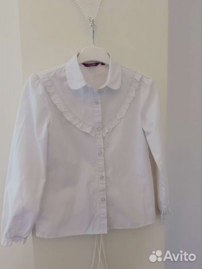 Школьная белая блузка 140