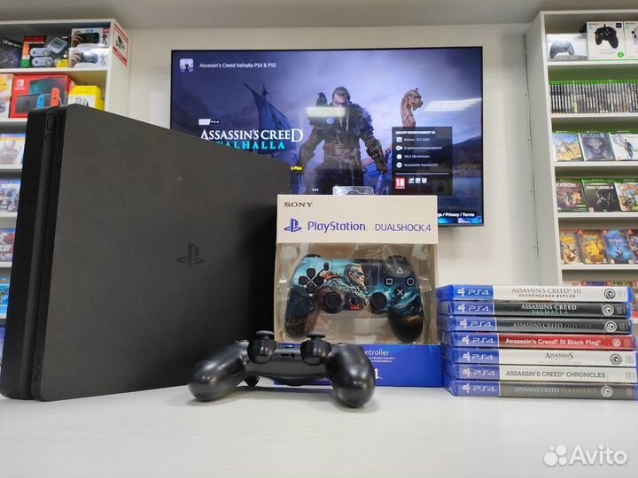 Sony PS4 Slim 114 игр и 2 геймпада