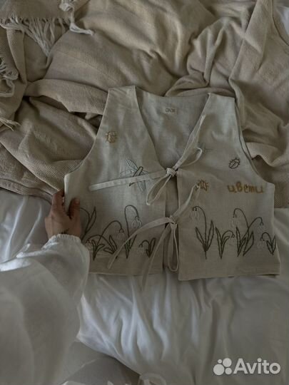 Льняная жилетка