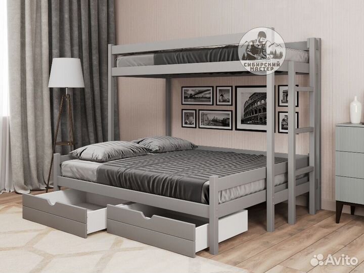 Двухъярусная кровать из дерева