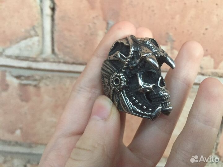 Кольцо перстень нержавеющая сталь череп