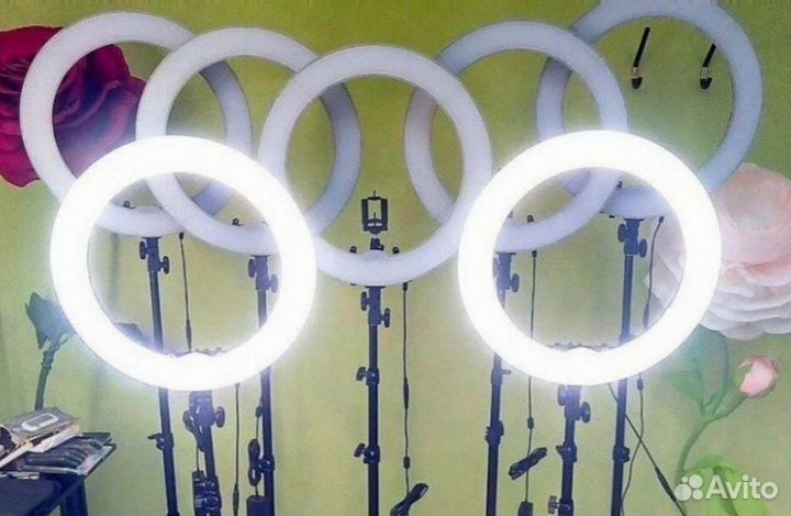 Кольцевые лампы + 2 штатива + пульт