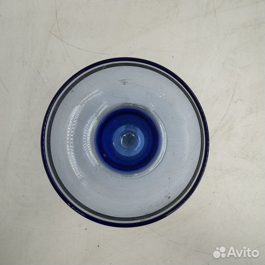 Подсвечник стеклянный птица счастья синее стекло