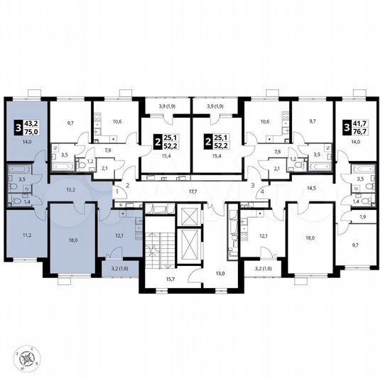 3-к. квартира, 75 м², 6/20 эт.
