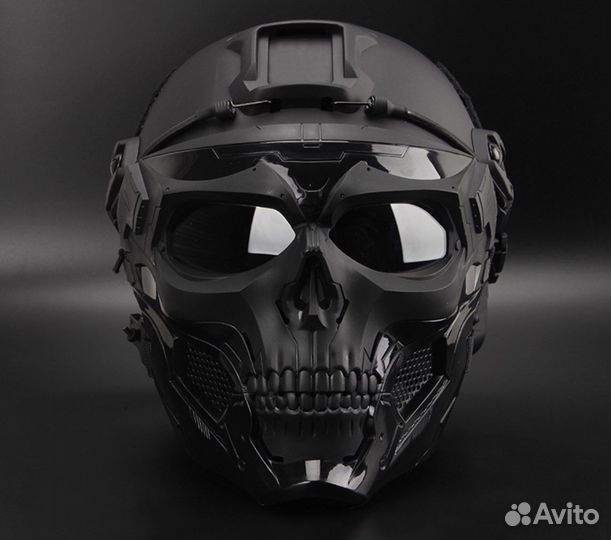 Маска + шлем для пейнтбола. Косплей. Череп, злодей