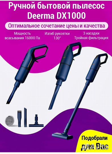 Вертикальный пылесос Xiaomi Deerma Vacuum DX1000