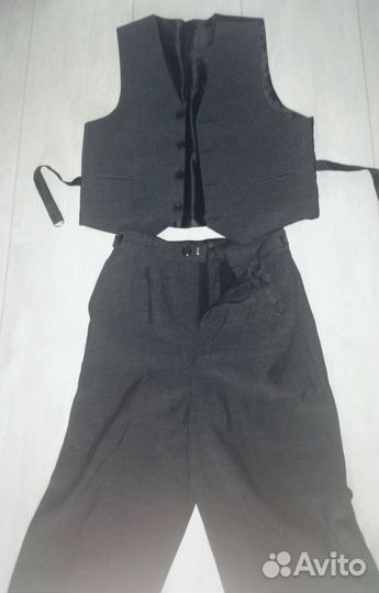 Костюм брюки жилет, серый, рост 128
