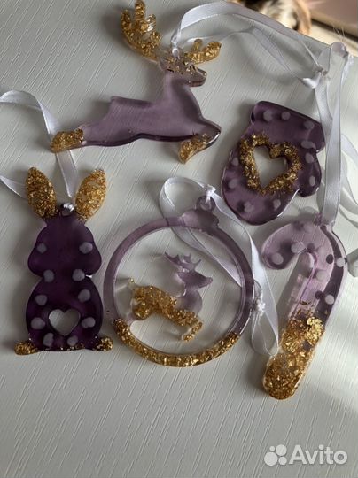 Елочные игрушки из эпоксидной смолы