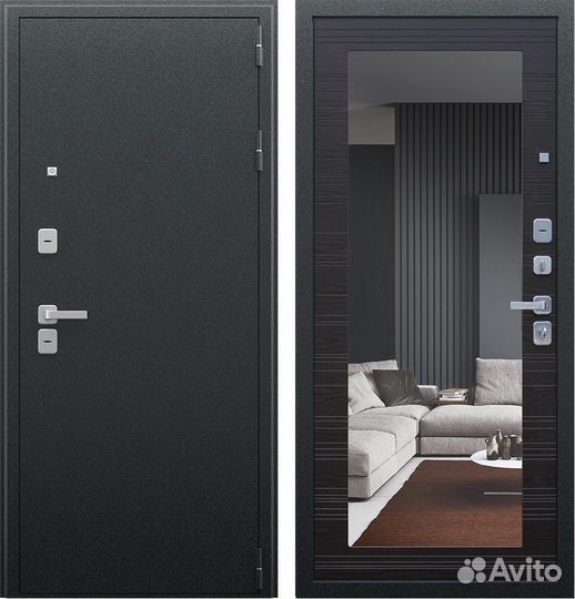 Входная дверь с зеркалом венге