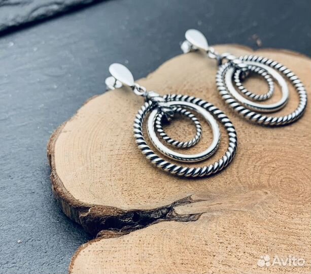 Серьги серебро длинные 925