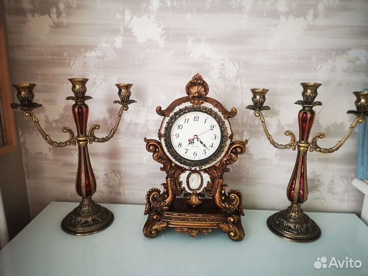 Часы и подсвечники комплект для камина