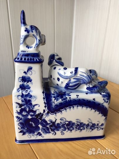 Авторское блюдо гжель роспись Никитина