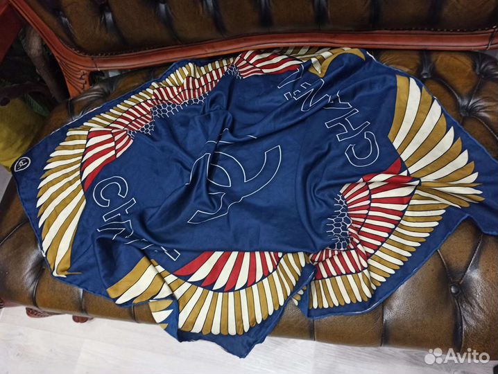 Платок chanel twill silk ручной подгиб италия