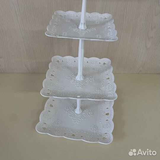 Новая этажерка пластиковая белая 3 уровня Доляна