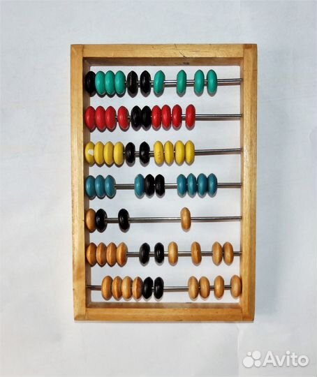 Счеты небольшие Цветные костяшки СССР Винтаж