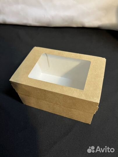 Коробка для пирожных 150х100х85 с прозрачным окном
