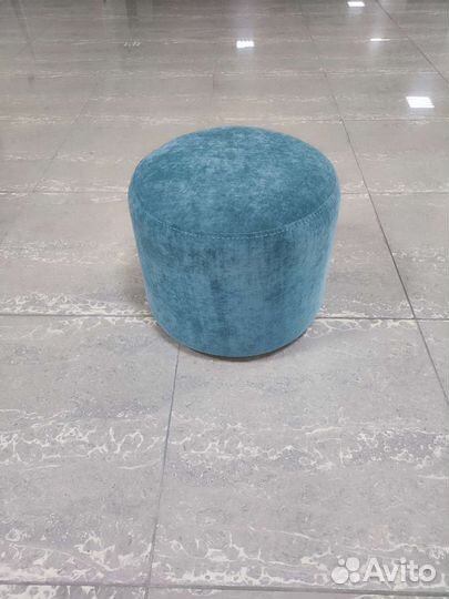 Пуф круглый, голубой