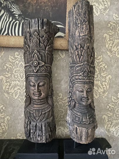 Резные декоративные статуи из тикового дерева