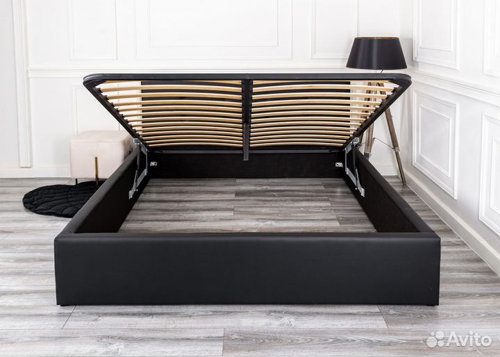 Кровать с подъемным механизмом 140х200 черная Роза