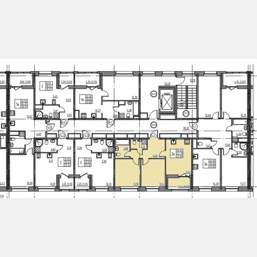2-к. квартира, 45,9 м², 10/12 эт.