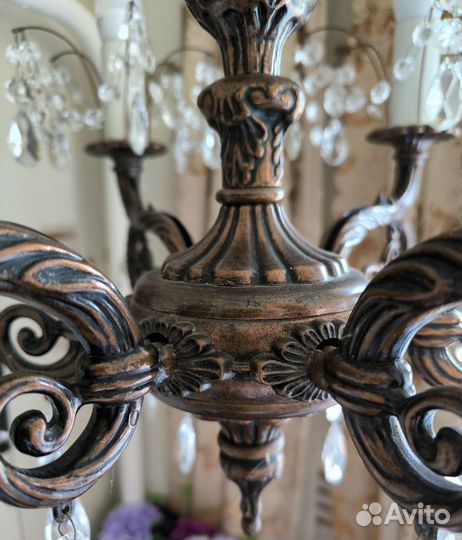 Хрустальная бронзовая люстра СССР