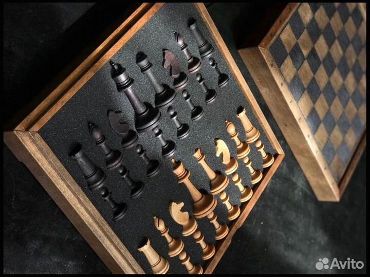 Шахматы ручной работы из мaсcива дeрeва