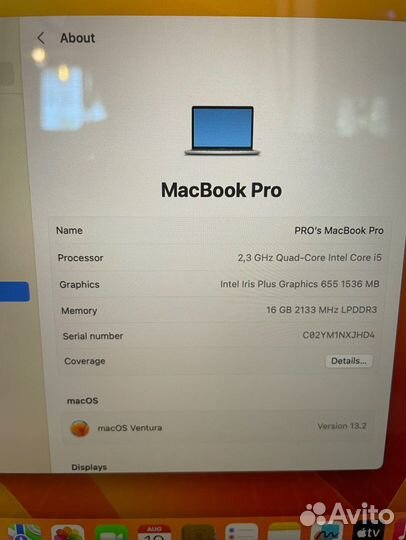 Apple MacBook Pro 2019 i5 16gb 256gb