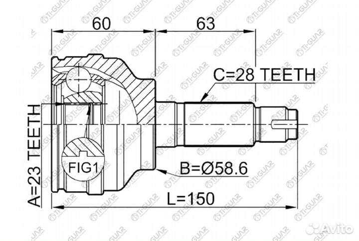 ШРУС TG-6849 / MA-049 * TiGuar 23*58,6*28 / mazda