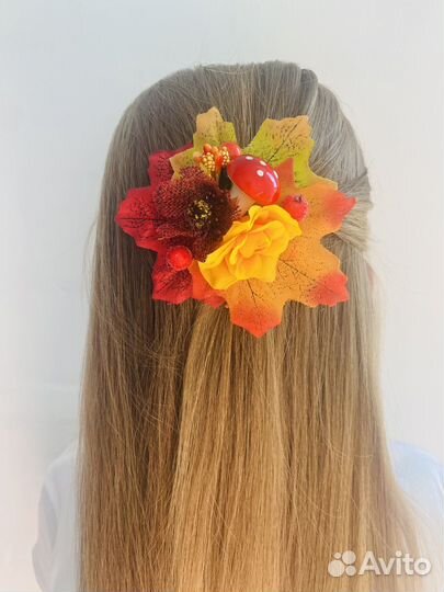 Осенняя брошка, заколка с листьями