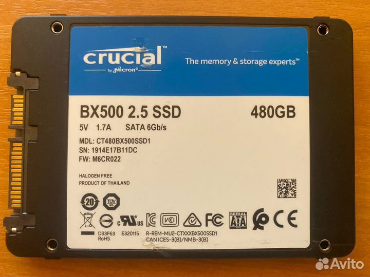 SSD Crucial BX500 ct480bx500ssd1 480гб, 2.5