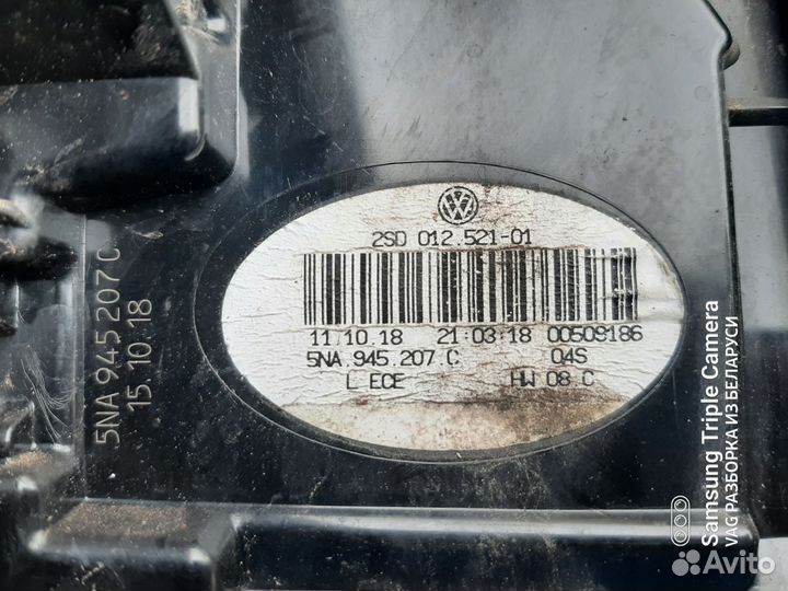 Фонарь задний левый в крыло volkswagen tiguan 2