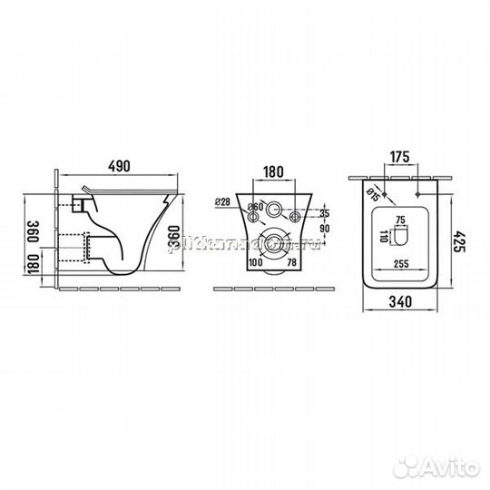 Comforty Унитаз подвесной 110 безободковый, сиденье дюропласт softclose тонкое, быстросъёмное
