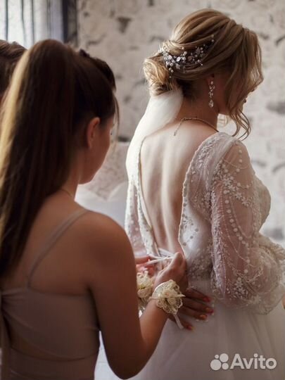 Свадебное платье с длиной фатой