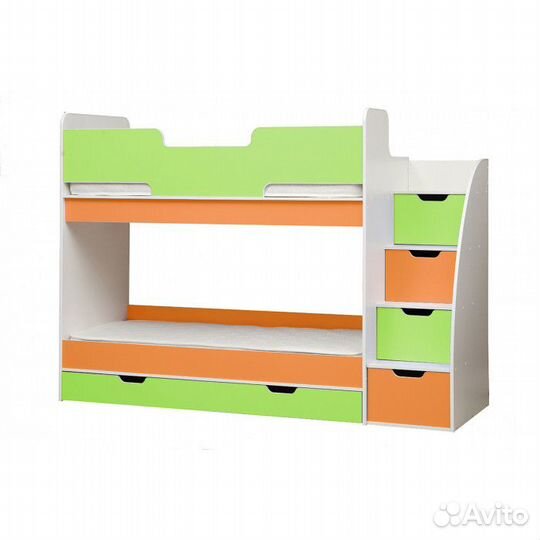 Детская кровать 2 яруса + 2 матраса