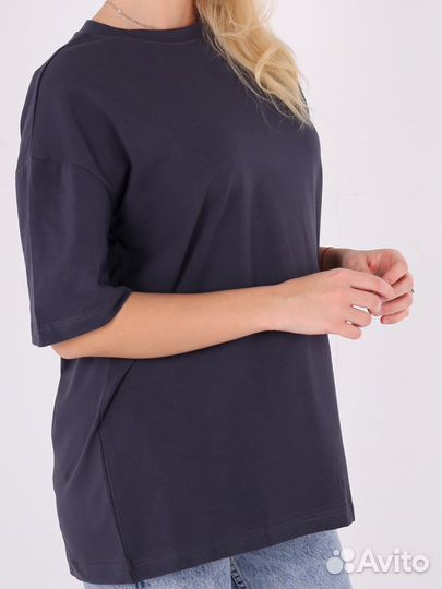 Футболка женская оверсайз однотонная