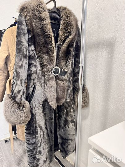 Шуба мутон песец