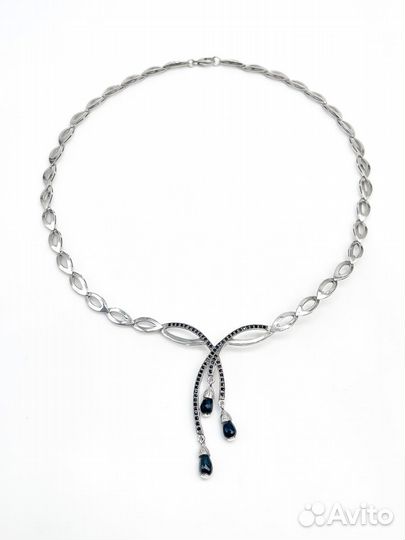 Колье из серебра с опалами и шпинелями