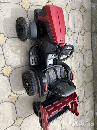 Детский электромобиль трактор с прицепом
