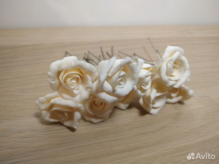 Шпильки с розами 072-72 св.серый
