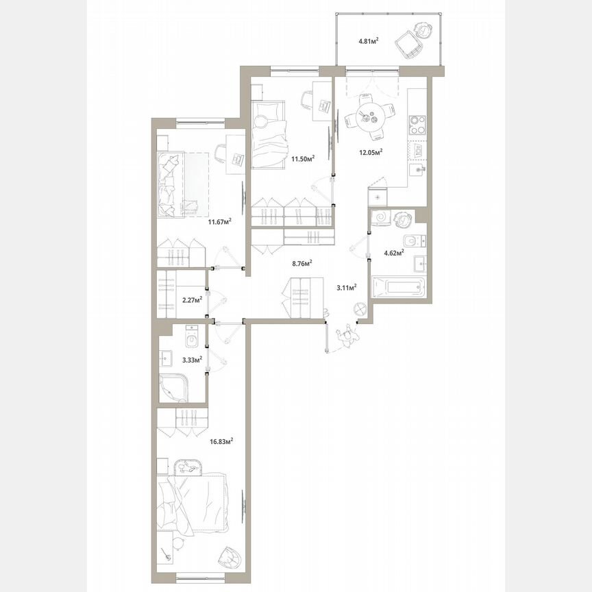 3-к. квартира, 75,6 м², 6/12 эт.