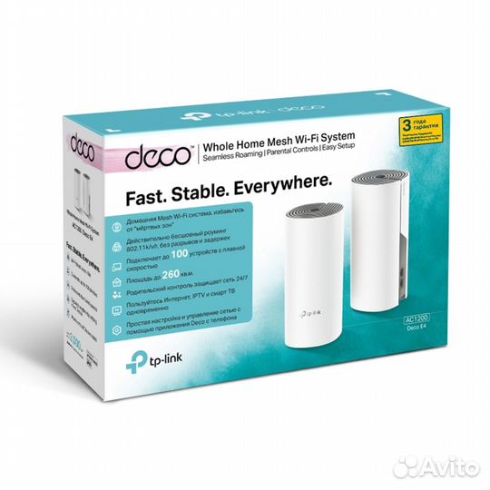 Домашняя Mesh Wi-Fi система TP-Link Deco E4 (2 шт)