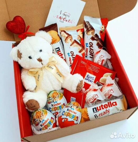 Подарок Сердце киндер шоколад медведь набор раффаэ