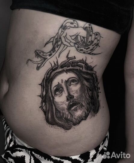 Татуировка гравюра/дотворк